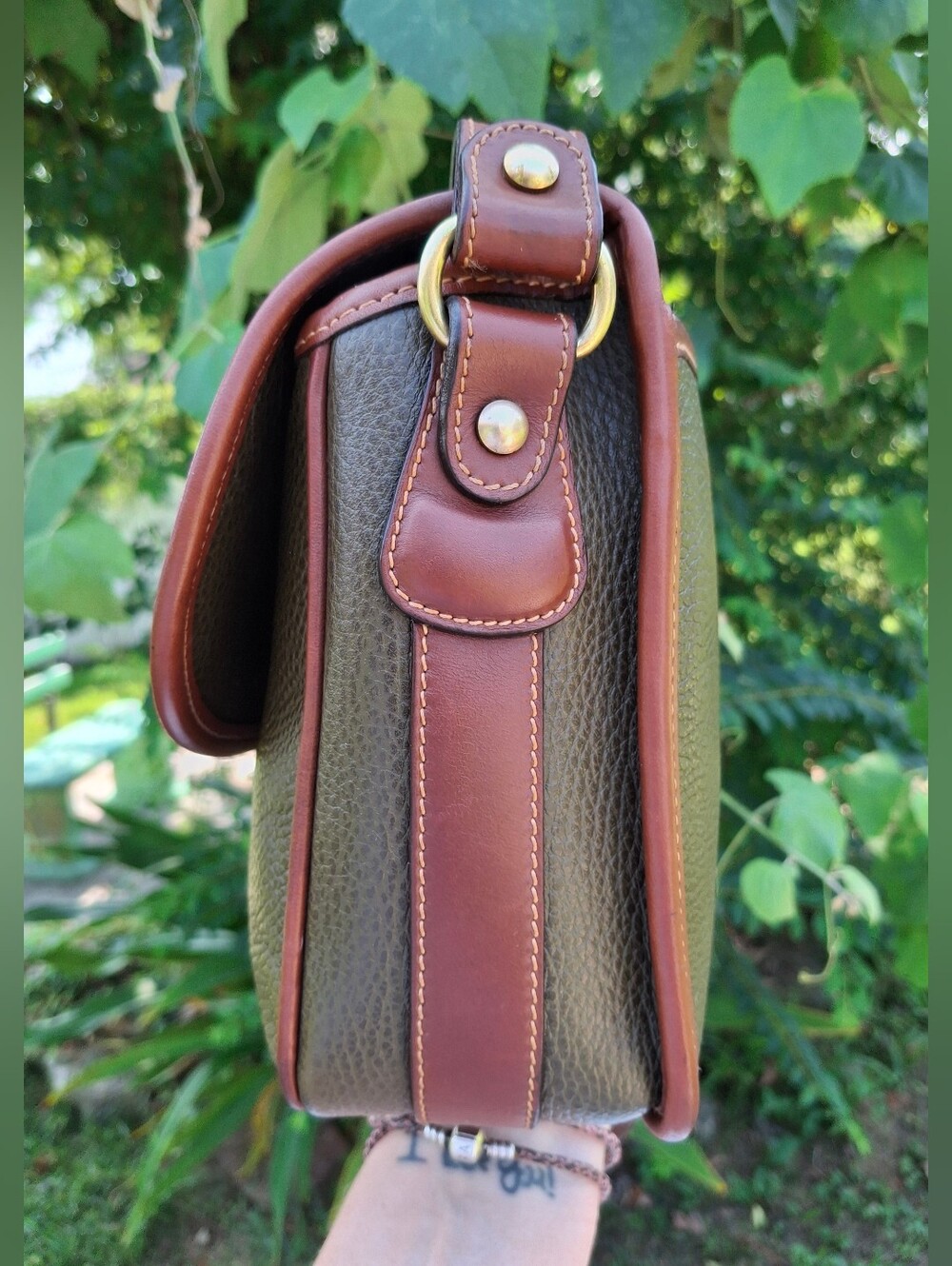 VTG 1995 Coach Glenwood Sheridan Olive/British Tan Shoulder/Crossbody Bag #4225 - Picture 4 of 16